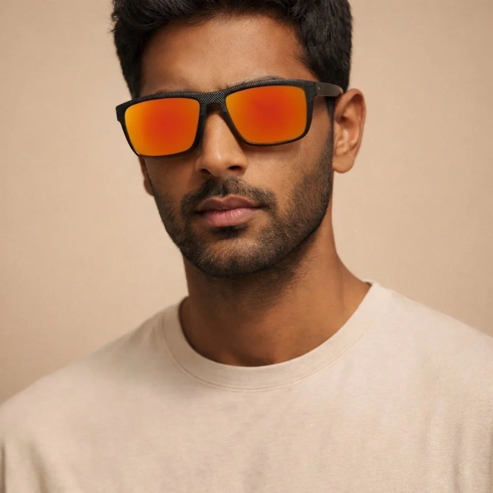 See A Better World Stylish Black and Orange Polarized Sunglasses